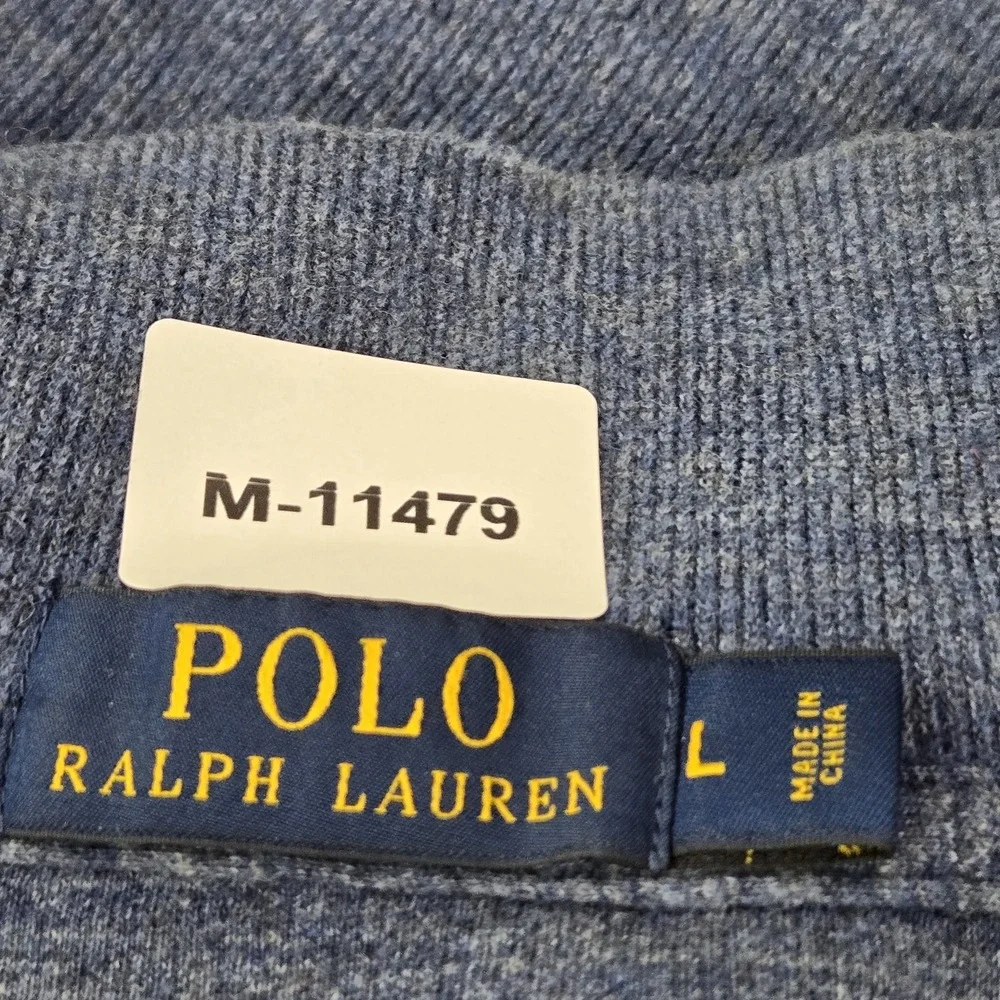 Polo Ralph Lauren Men Sweatshirt L Blue Player Embroidery Zipper Long‎ Sleeve